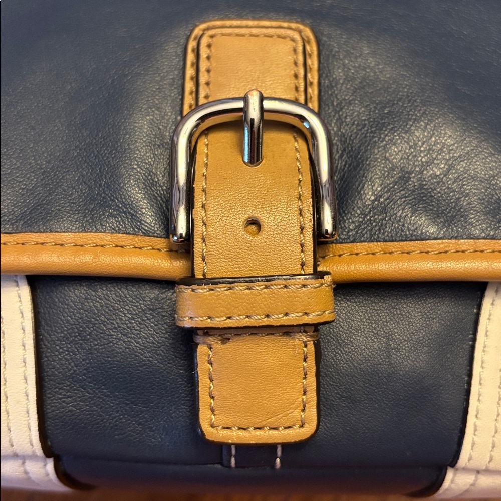Coach Navy, White & Tan Leather Crossbody Bag - Picture 9 of 12